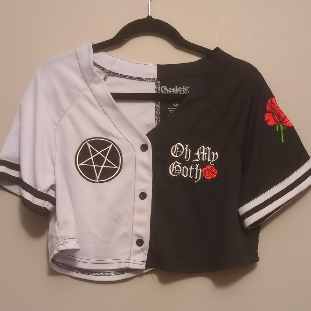 Spencer's Black and White Gothic Crop Top